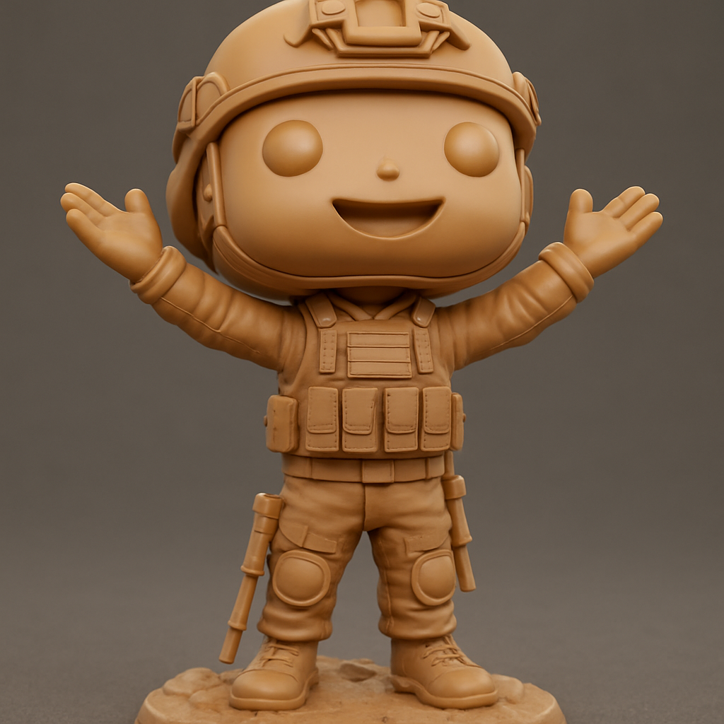 face anatomy 3d model-create 3d face model from photo_Chibi Soldier Buddy: Your Brave Desk Companion Awaits!