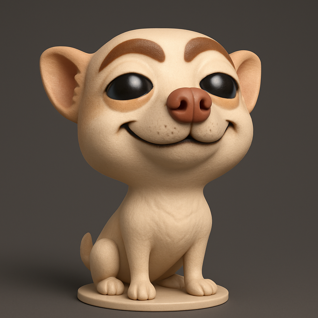 face anatomy 3d model-create 3d face model from photo_Happy Chihuahua Buddy 3D Print - Instant Smile Giver!