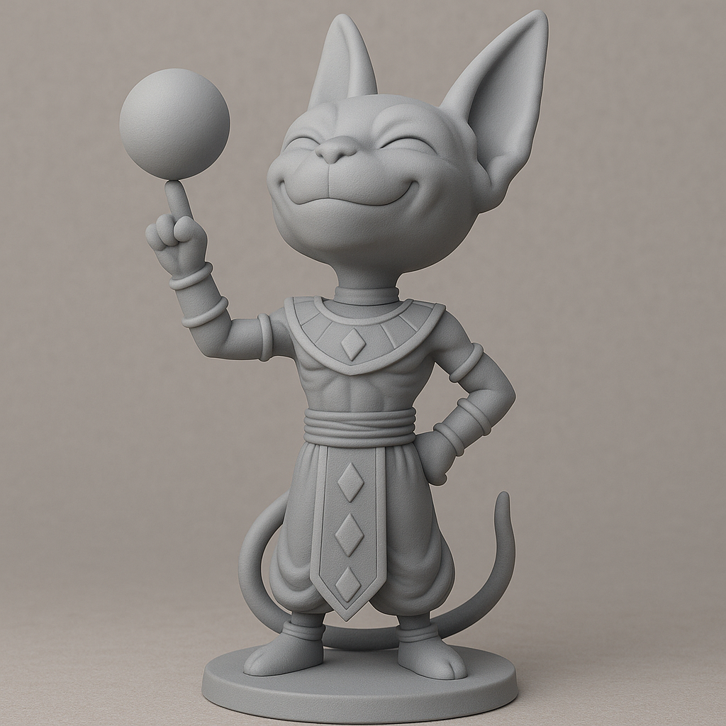 silhouette 3d printer maker-3d portrait printing_Charming Fantasy Cat Figurine