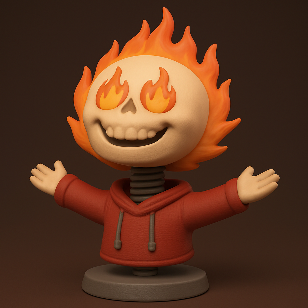 face anatomy 3d model-create 3d face model from photo_Fiery Skull Bobblehead: Ignite Your Desk with Fun!