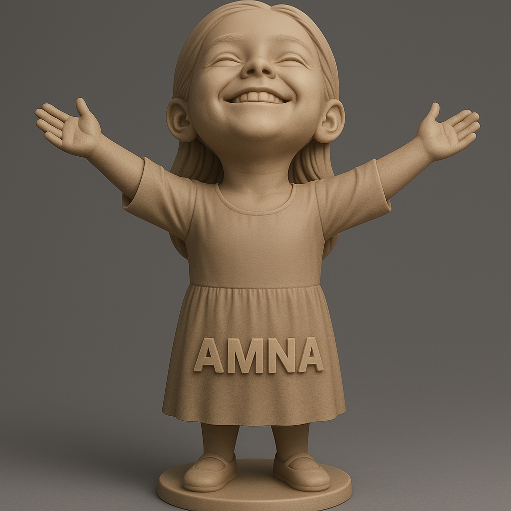 face anatomy 3d model-create 3d face model from photo_Joyful Girl Statue with Custom Name Feature