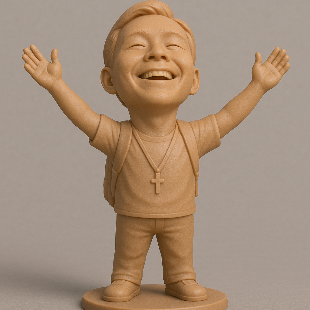 face anatomy 3d model-create 3d face model from photo_Joyful Kid with Backpack 3D Model