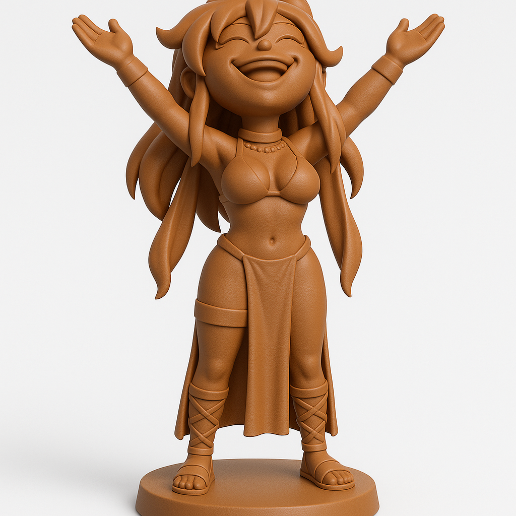 silhouette 3d printer maker-3d portrait printing_Joyful Character Pose 3D Model
