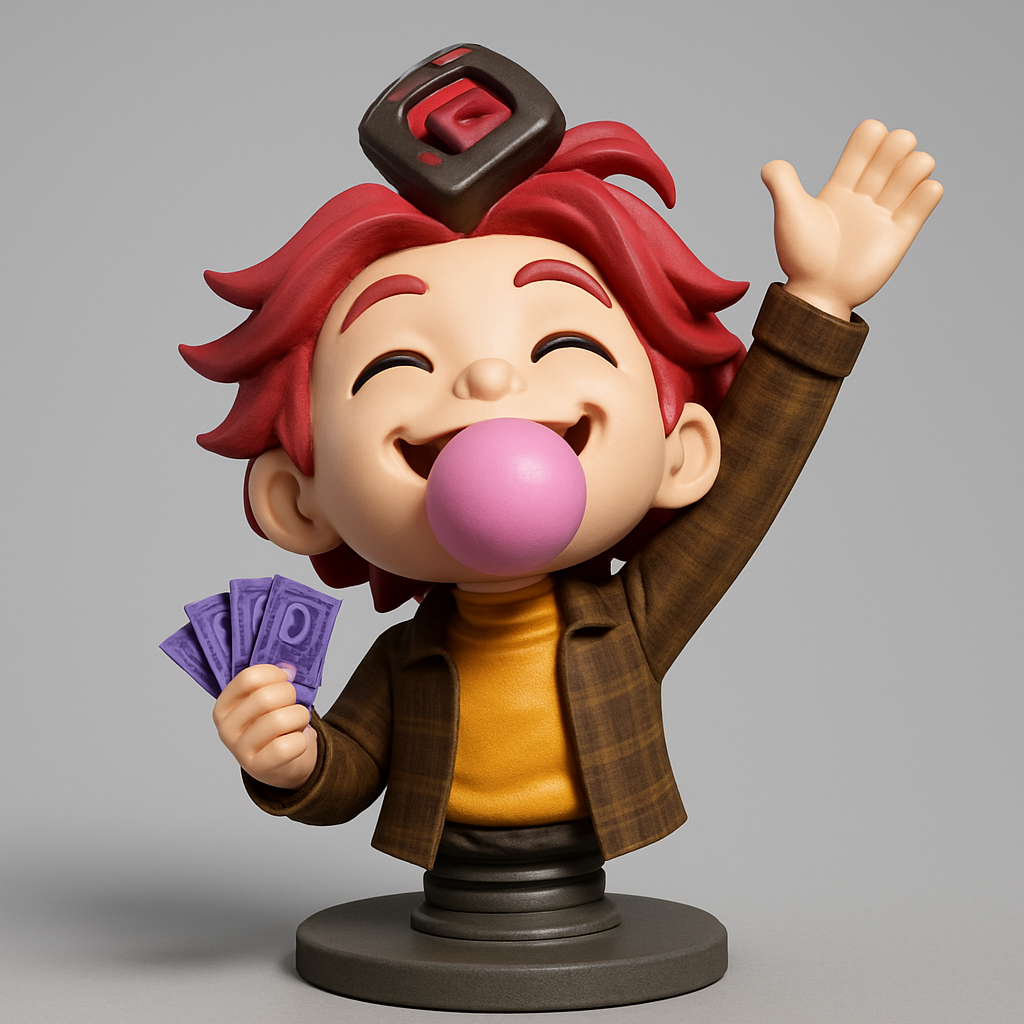 face to 3d model ai-3D portrait printing from photo_Bubblegum Joy Bobblehead: Lucky Charm Desk Pal