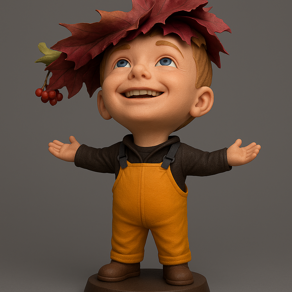 silhouette 3d printer maker-3d portrait printing_Joyful Autumn Child Figurine