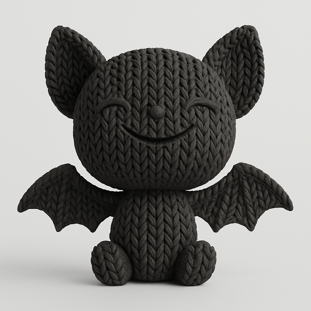 face to 3d model ai-3D portrait printing from photo_Adorable Knitted Bat Pal - Smiling Halloween Friend