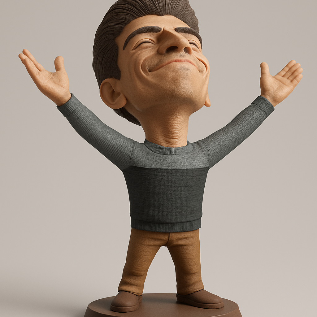 face to 3d model ai-3D portrait printing from photo_Joyful Success Figurine: Embrace Happiness