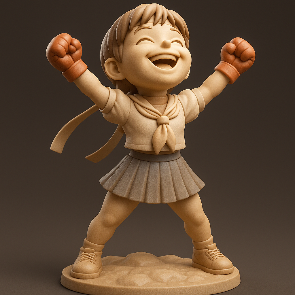 silhouette 3d printer maker-3d portrait printing_Joyful Champion: Celebratory Kid Figure