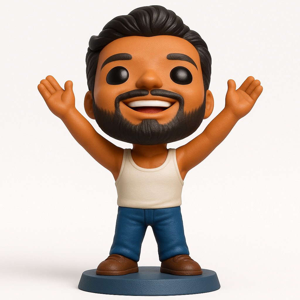 face to 3d model ai-3D portrait printing from photo_Happy Bearded Man Figurine - Print Your Own Joy!
