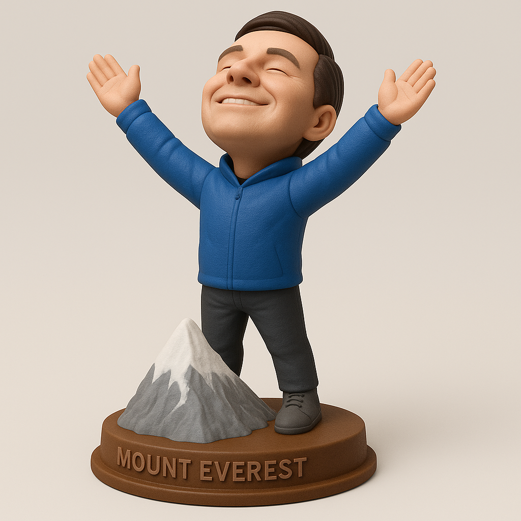silhouette 3d printer maker-3d portrait printing_Victorious Mount Everest Climber Figurine