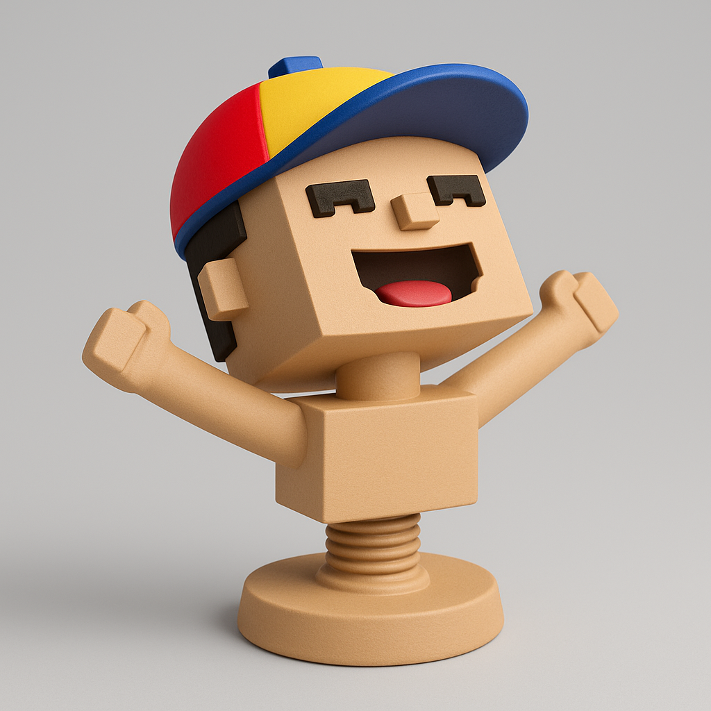 silhouette 3d printer maker-3d portrait printing_Joyful Character Figurine with Cap