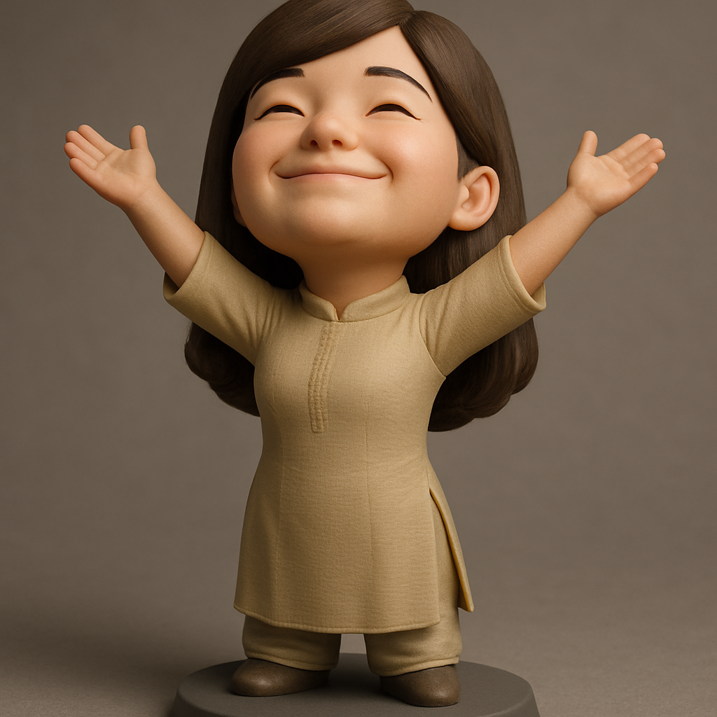 face to 3d model ai-3D portrait printing from photo_Radiant Joy Figurine: Happy Hug Pose