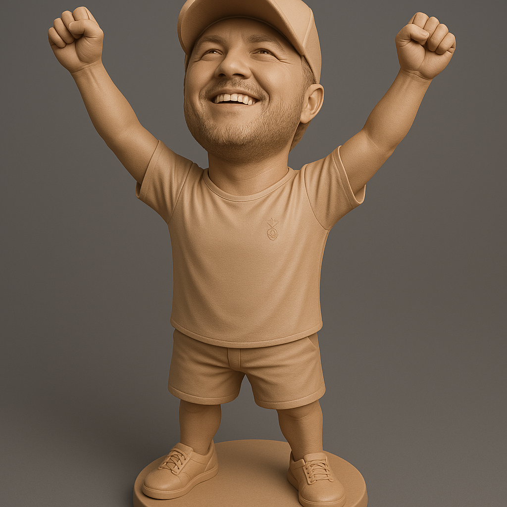 silhouette 3d printer maker-3d portrait printing_Joyful Champion Figurine for 3D Printing