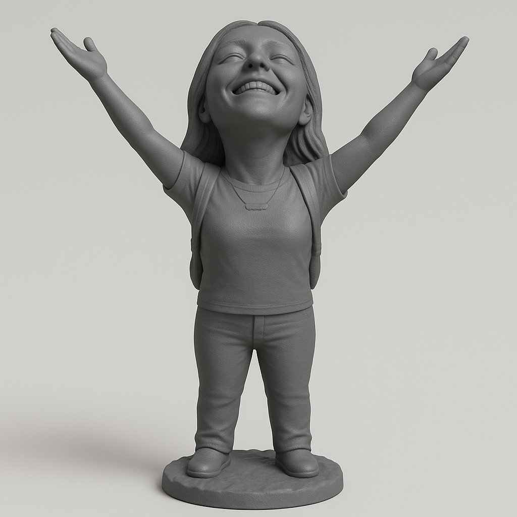 silhouette 3d printer maker-3d portrait printing_Joyful Adventure Figure with Backpack