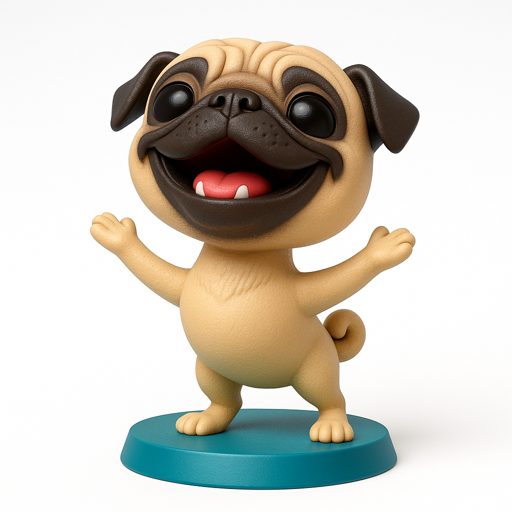 face anatomy 3d model-create 3d face model from photo_Joyful Pug Pal Figurine - A Happy Print for Your Home!