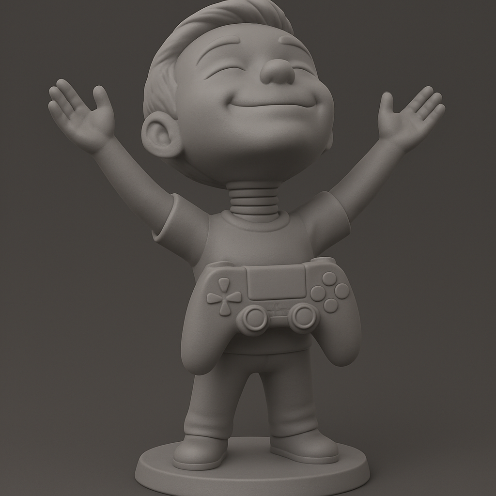 face anatomy 3d model-create 3d face model from photo_Triumphant Gamer Statue: Joyful Desk Companion!