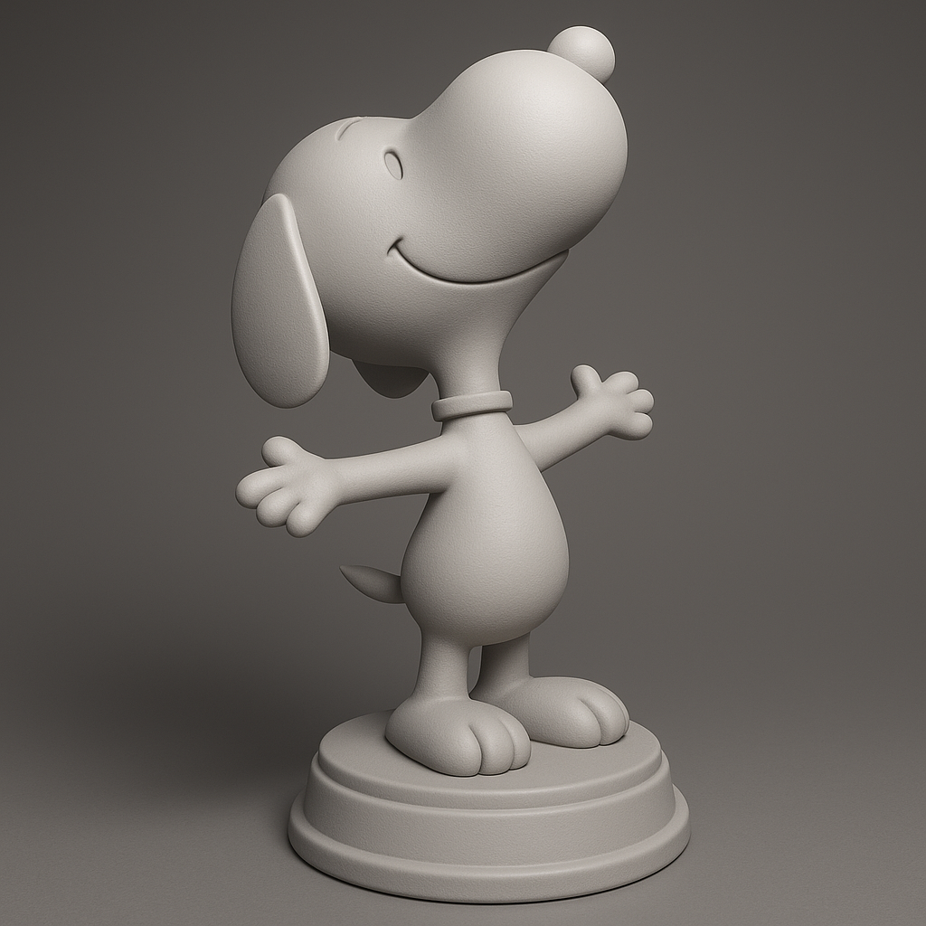 silhouette 3d printer maker-3d portrait printing_Joyful Cartoon Dog Figurine