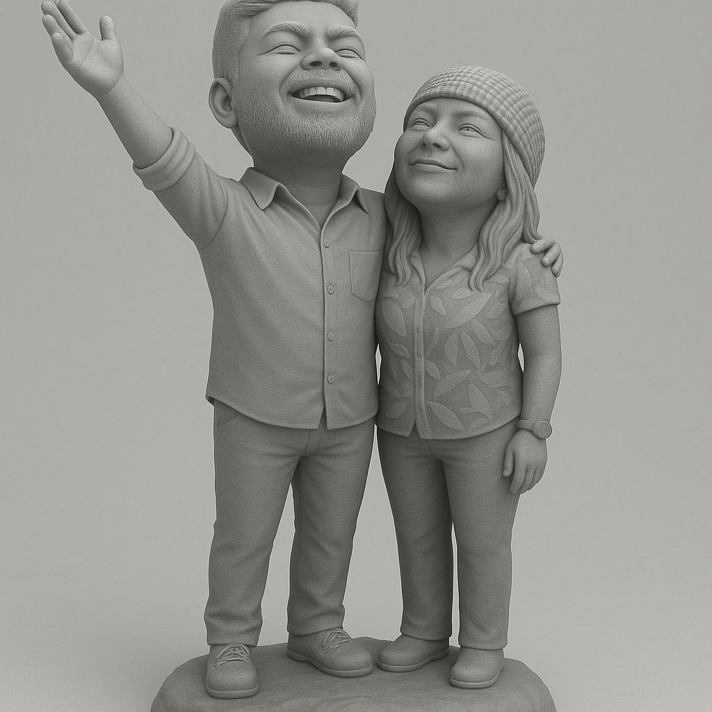 face anatomy 3d model-create 3d face model from photo_Joyful Couple Figurine for 3D Printing