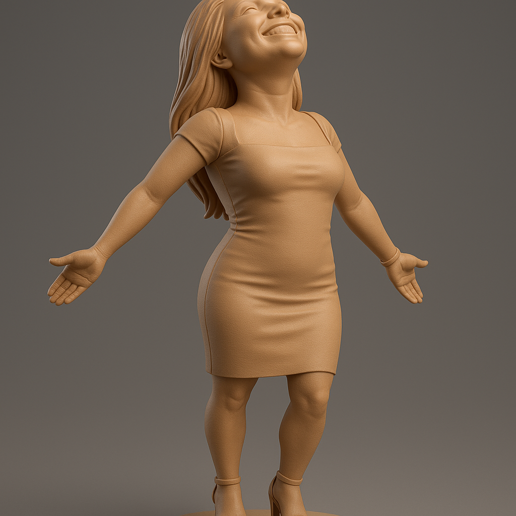 silhouette 3d printer maker-3d portrait printing_Joyful Figurine with Outstretched Arms
