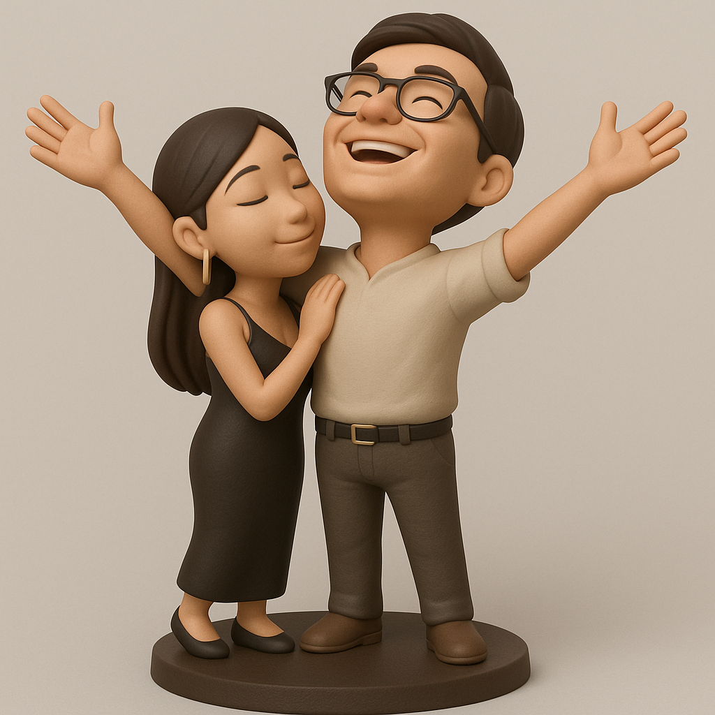 face anatomy 3d model-create 3d face model from photo_Joyful Couple Figurine for Your Collection