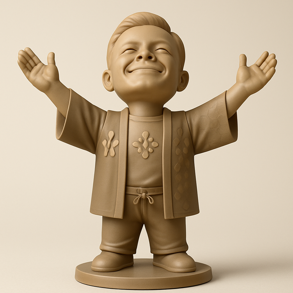 silhouette 3d printer maker-3d portrait printing_Joyful Embrace Figure - Happy Child 3D Printable Statue
