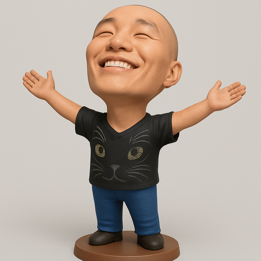 face to 3d model ai-3D portrait printing from photo_Happy Hugs Bobblehead: Spread Joy & Positivity!