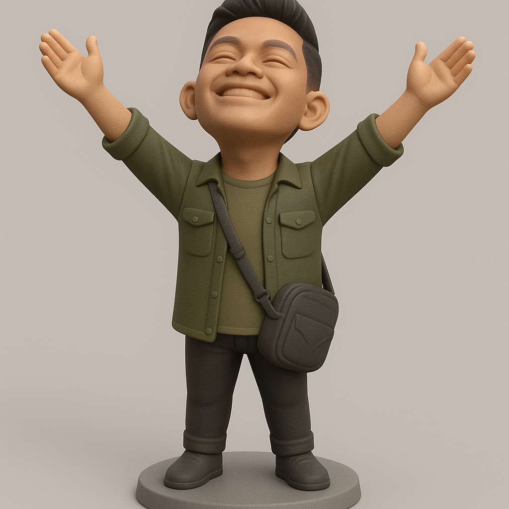 silhouette 3d printer maker-3d portrait printing_Joyful Character with Outstretched Arms