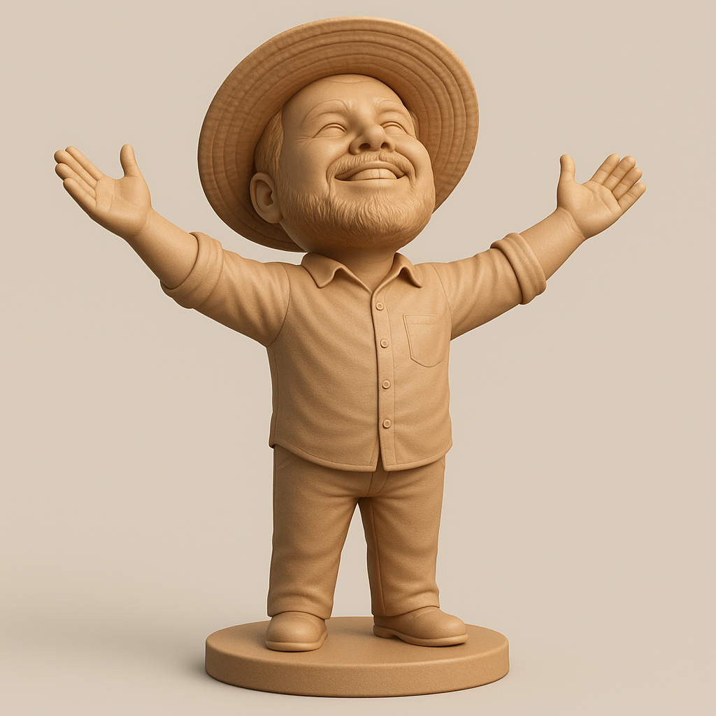 silhouette 3d printer maker-3d portrait printing_Joyful Farmer Figurine for 3D Printing