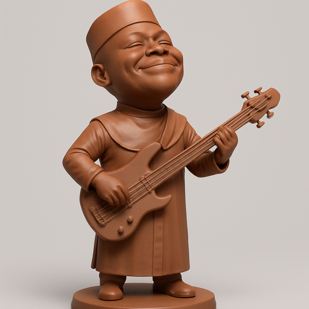 silhouette 3d printer maker-3d portrait printing_Joyful Bass Player: Sing Your Soul with Music Figurine