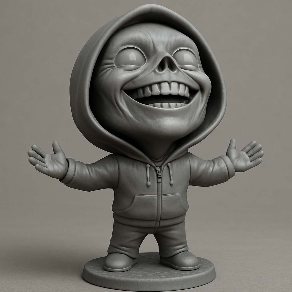 silhouette 3d printer maker-3d portrait printing_Eerie Smile Hoodie Figure - Adorable Macabre Print