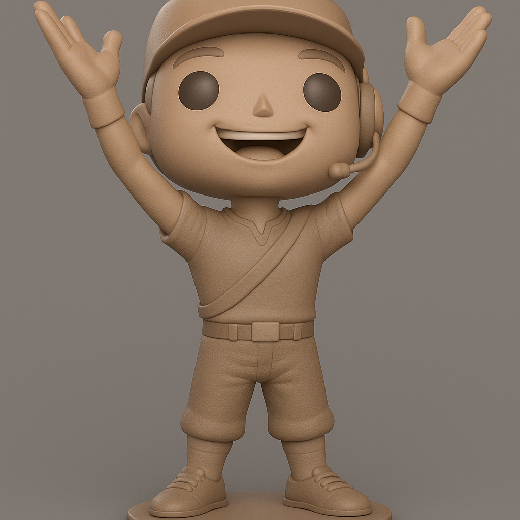 silhouette 3d printer maker-3d portrait printing_Cheerful 3D Gamer Figure with Headset