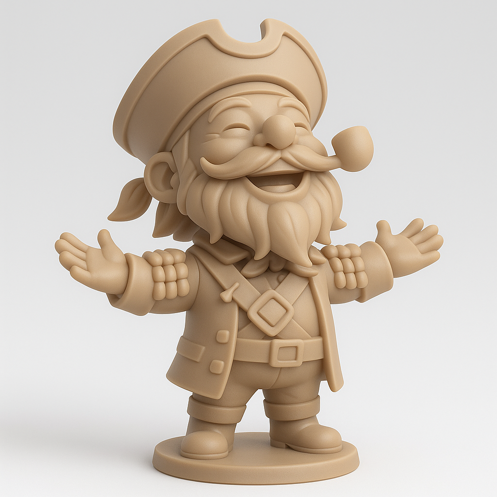 silhouette 3d printer maker-3d portrait printing_Cheerful Pirate Captain Figurine