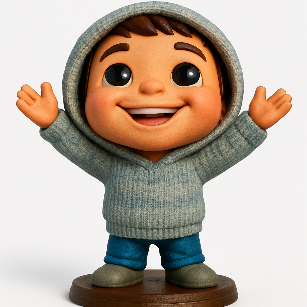 face anatomy 3d model-create 3d face model from photo_Joyful Hooded Buddy: Easy-Print Figurine!