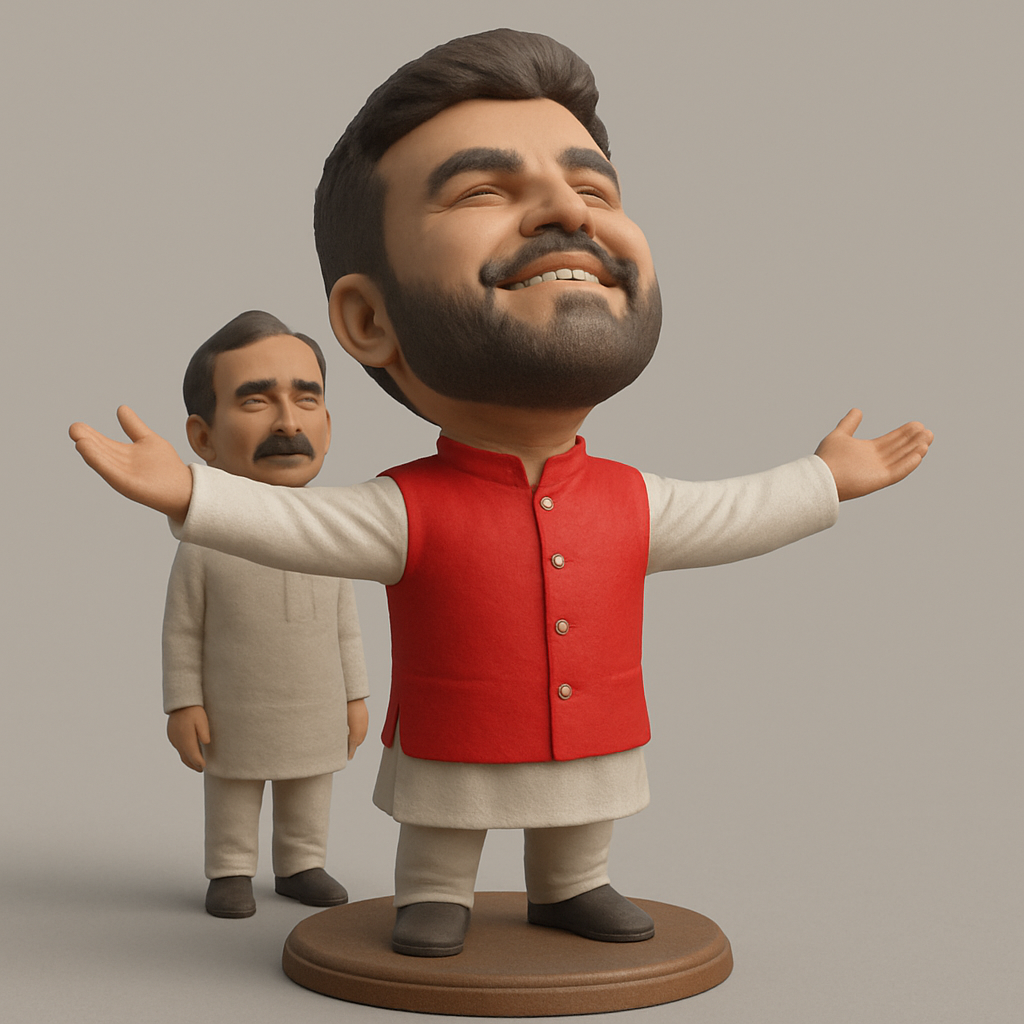 face to 3d model ai-3D portrait printing from photo_Joyful Leader & Witty Companion Caricature Duo