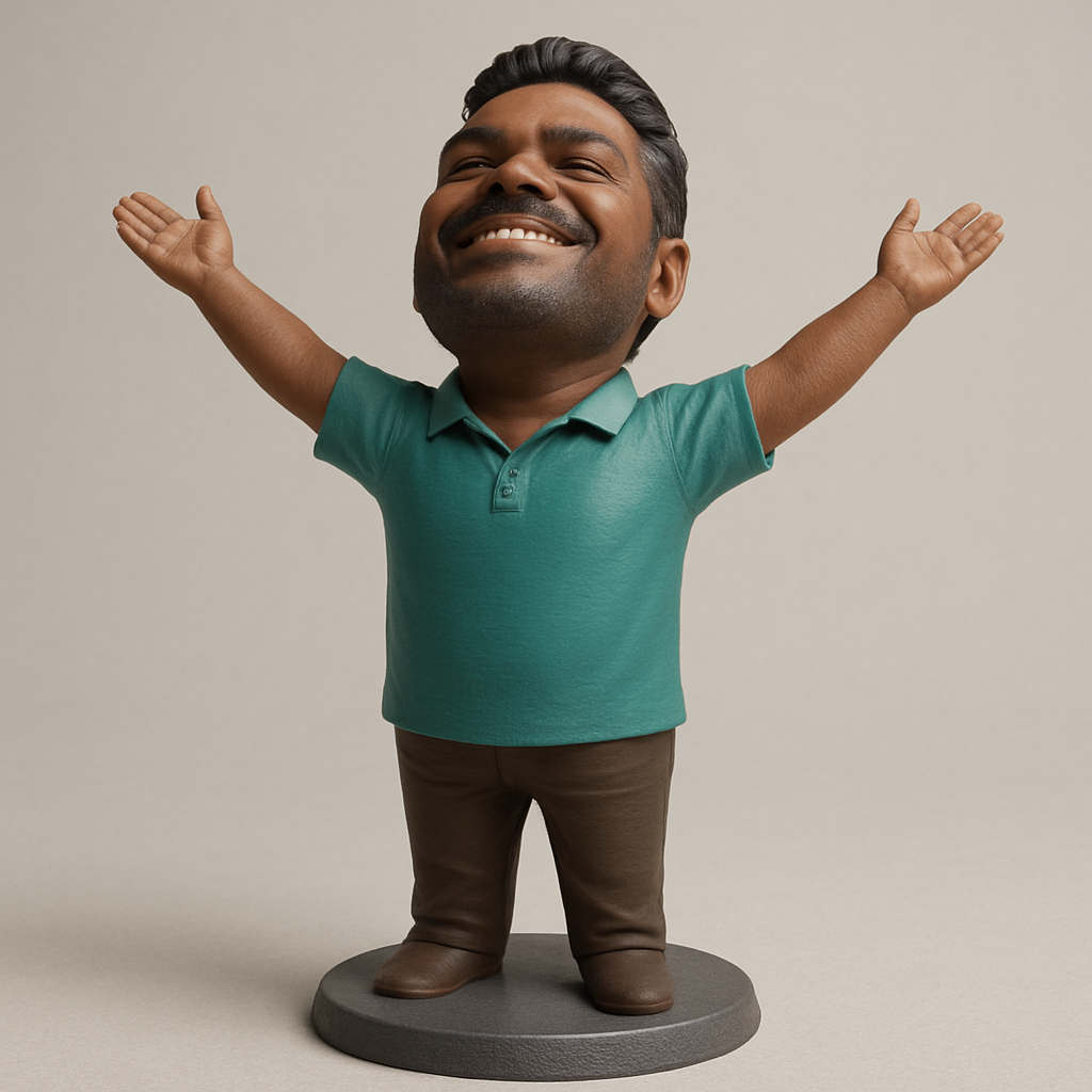 silhouette 3d printer maker-3d portrait printing_Joyful Man Bobblehead: Embrace Happiness
