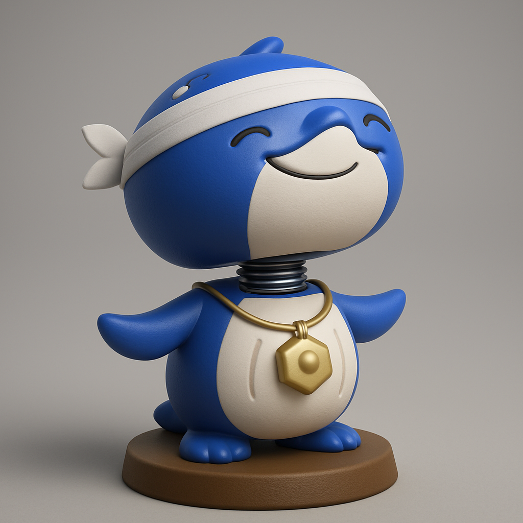 silhouette 3d printer maker-3d portrait printing_Zen Dolphin Bobblehead - Happy Desk Companion Print