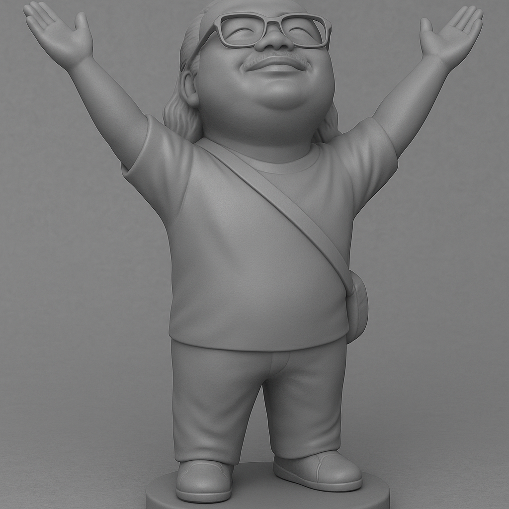 silhouette 3d printer maker-3d portrait printing_Joyful Character with Arms Raised