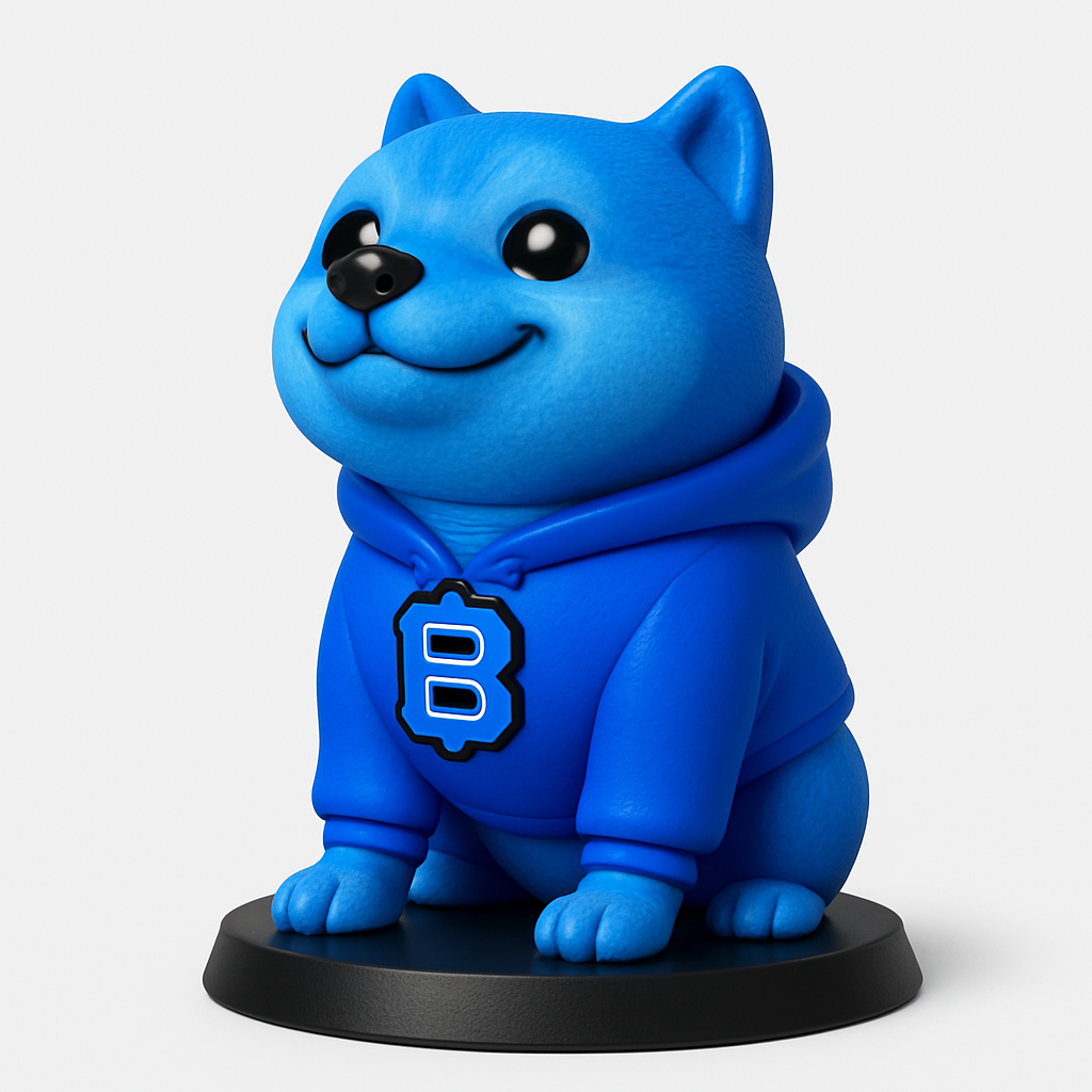 face to 3d model ai-3D portrait printing from photo_Adorable Blue Doge Figurine with B Logo Hoodie