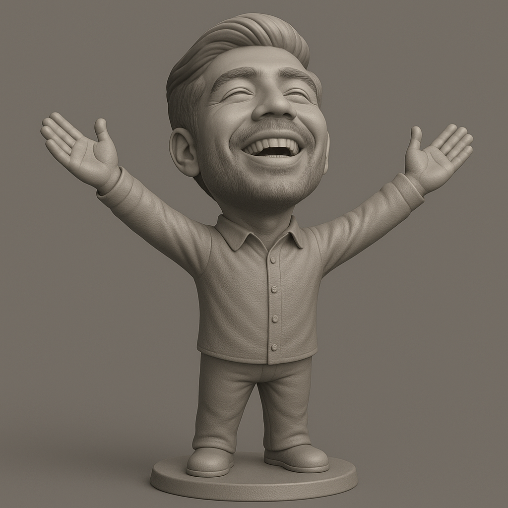 face anatomy 3d model-create 3d face model from photo_Joyful Figurine with Outstretched Arms