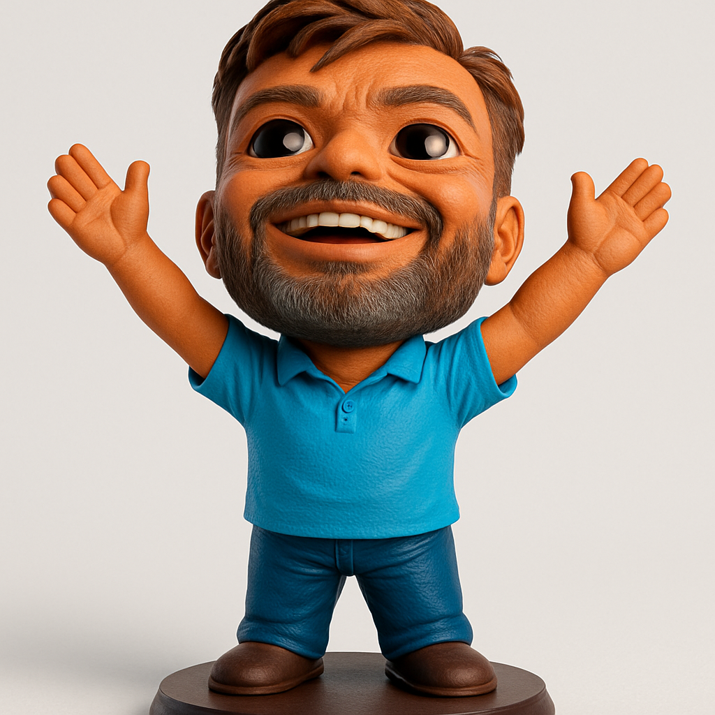 face anatomy 3d model-create 3d face model from photo_Expressive Happy Man Bobblehead for Your Desk