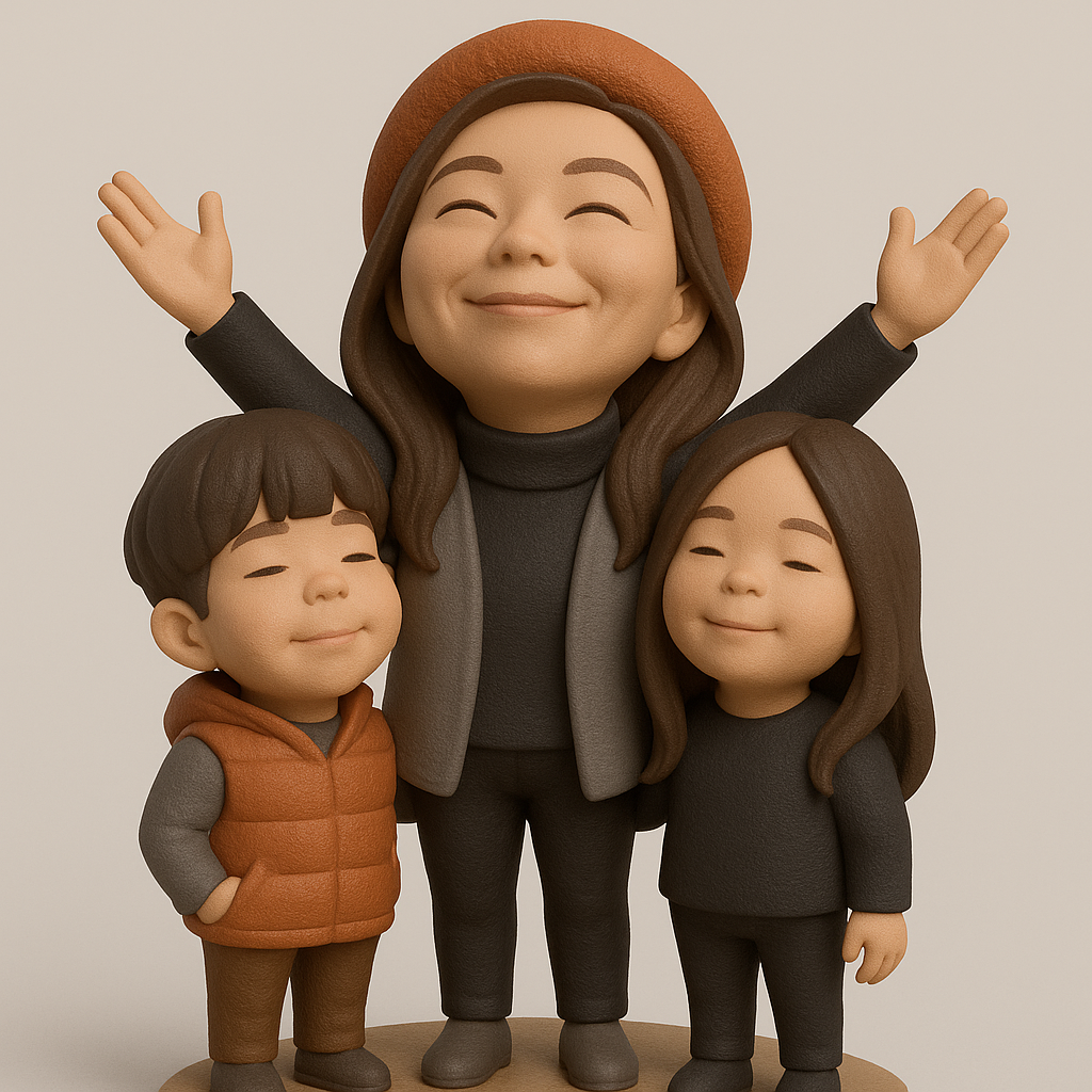 face anatomy 3d model-create 3d face model from photo_Joyful Family Figurine for 3D Printing