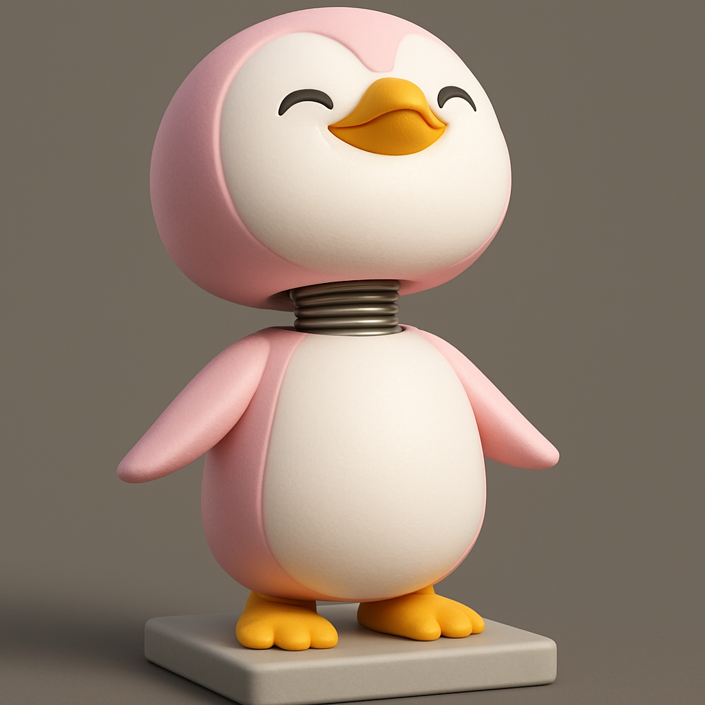 silhouette 3d printer maker-3d portrait printing_Adorable Pink Penguin Figurine