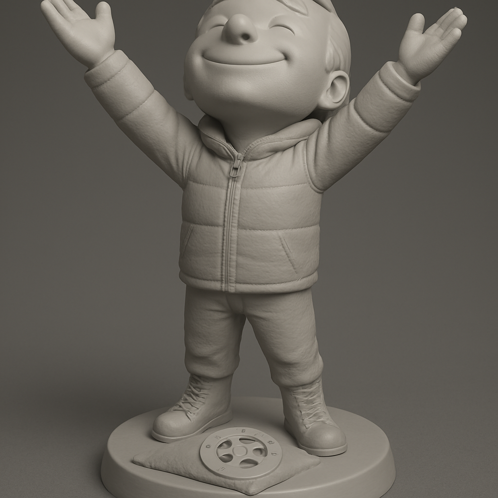face to 3d model ai-3D portrait printing from photo_Joyful Cinematic Kid Figurine: Celebrate Life & Film!