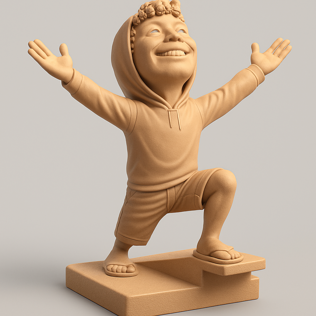 face to 3d model ai-3D portrait printing from photo_Celebrate Joy: Victorious Youth Figurine 3D Model