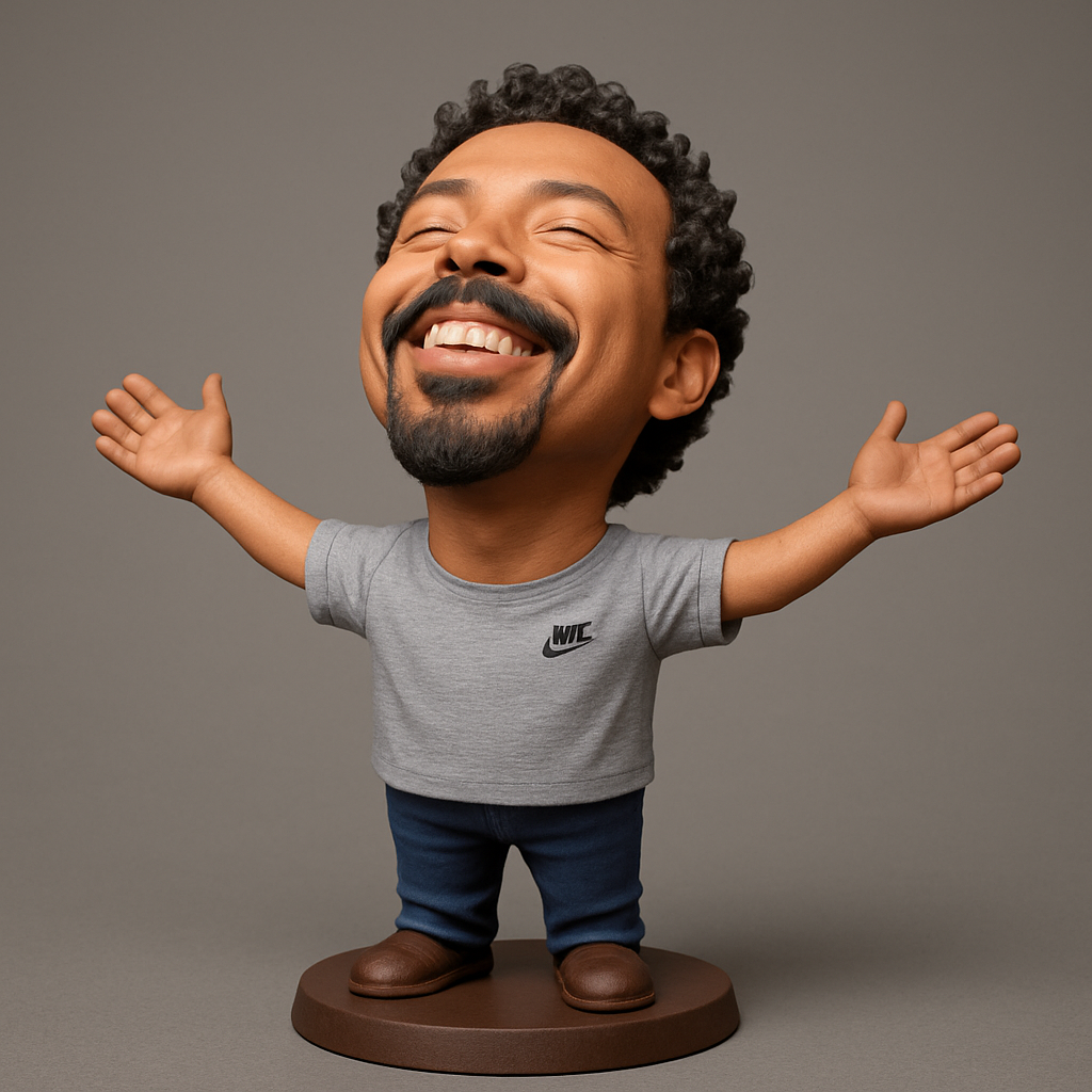 face to 3d model ai-3D portrait printing from photo_Embrace Joy Bobblehead: Spreading Happiness Figurine