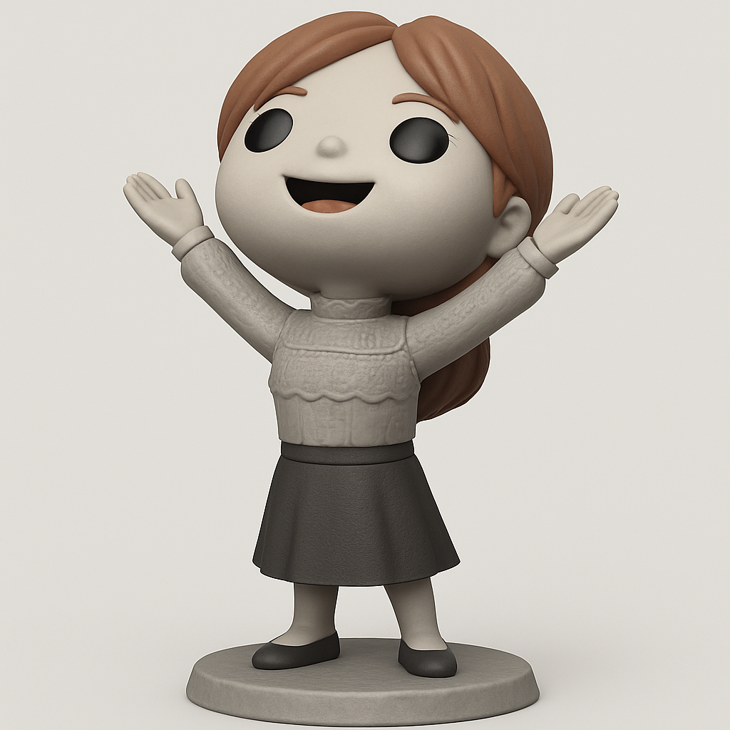 face anatomy 3d model-create 3d face model from photo_Charming Welcoming Girl Figurine - Joyful Desk Decor