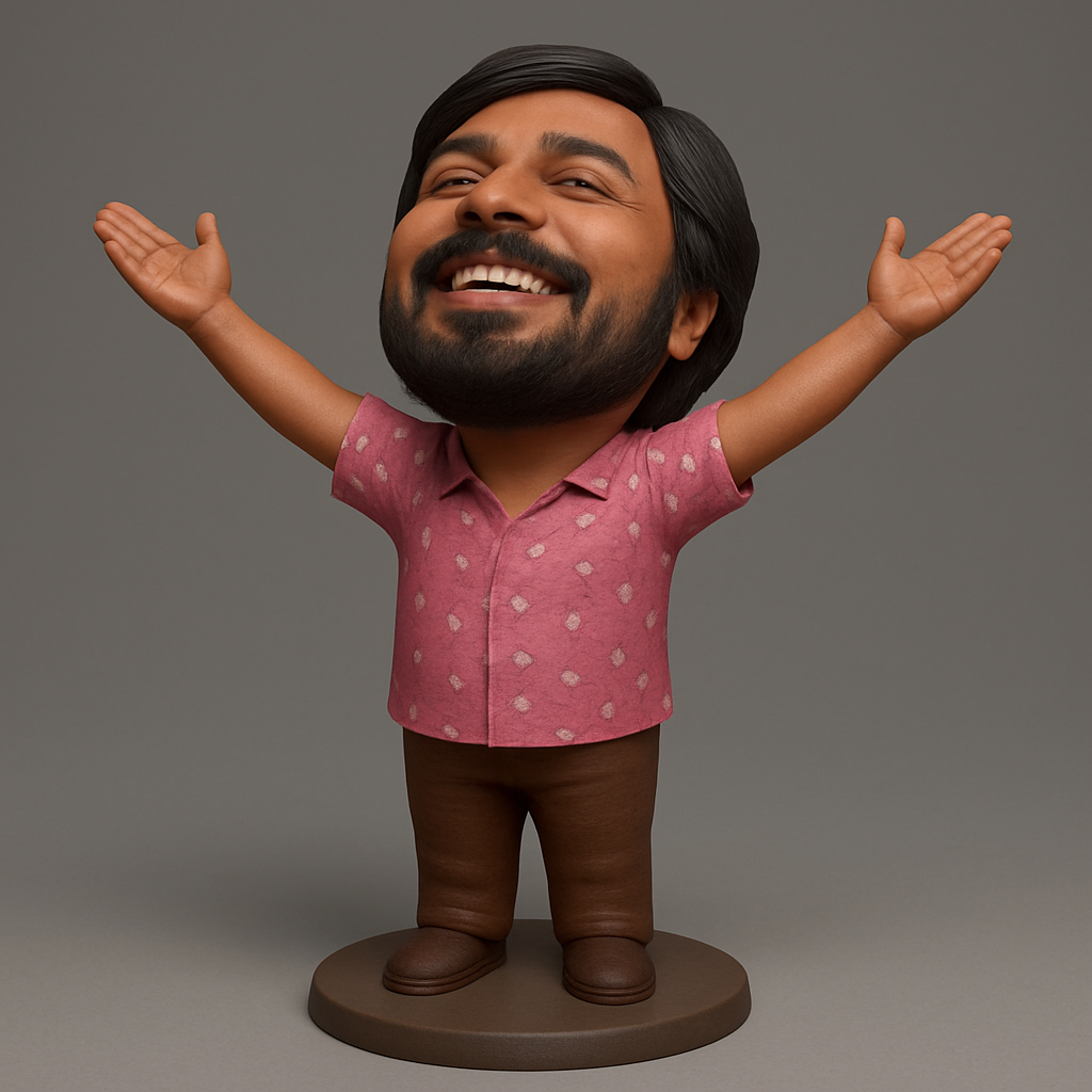 face to 3d model ai-3D portrait printing from photo_Spread Joy: Enthusiastic Caricature Desk Buddy