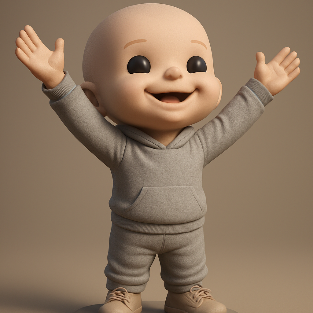 face anatomy 3d model-create 3d face model from photo_Joyful Chibi Character - Welcoming Pose 3D Print