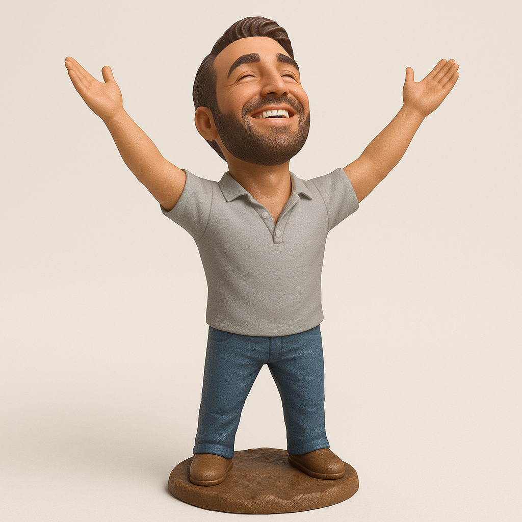 silhouette 3d printer maker-3d portrait printing_Joyful Celebrant Figure for 3D Printing
