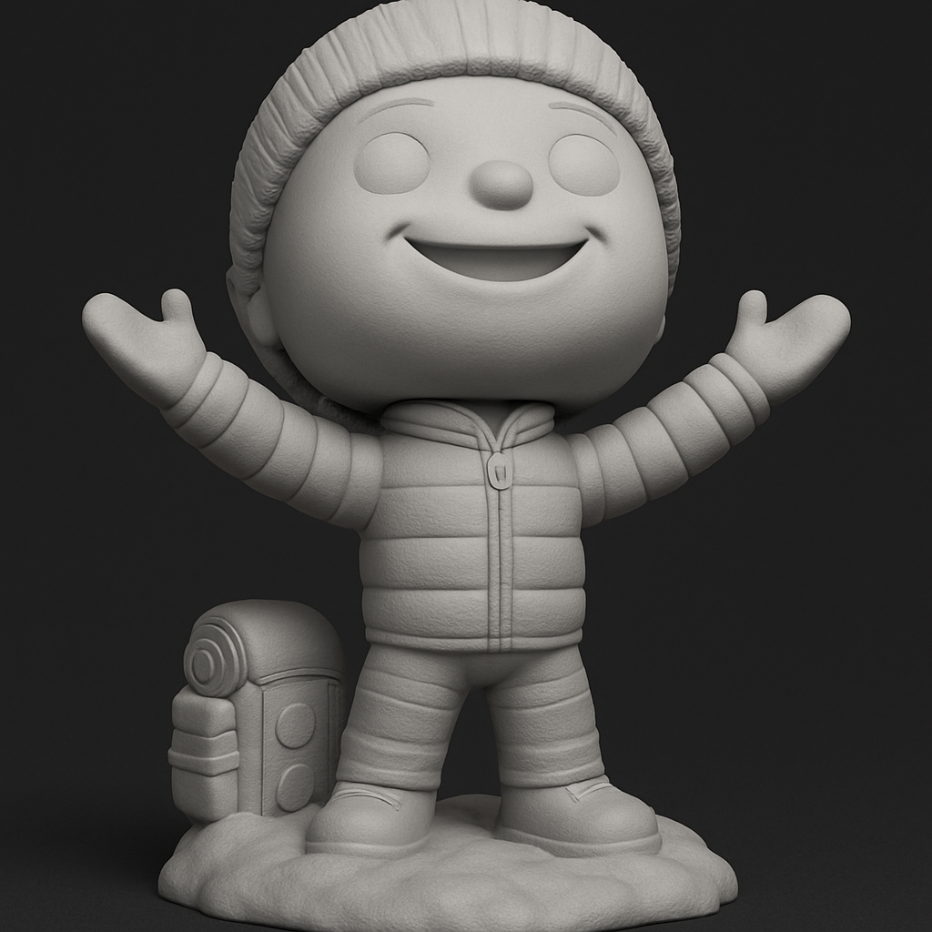 face anatomy 3d model-create 3d face model from photo_Joyful Winter Kid & Robot Companion 3D Print